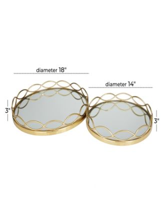 Stainless Steel Mirrored Tray, Set of 2, 18", 14" W