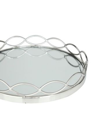Stainless Steel Mirrored Tray, Set of 2, 18", 14" W