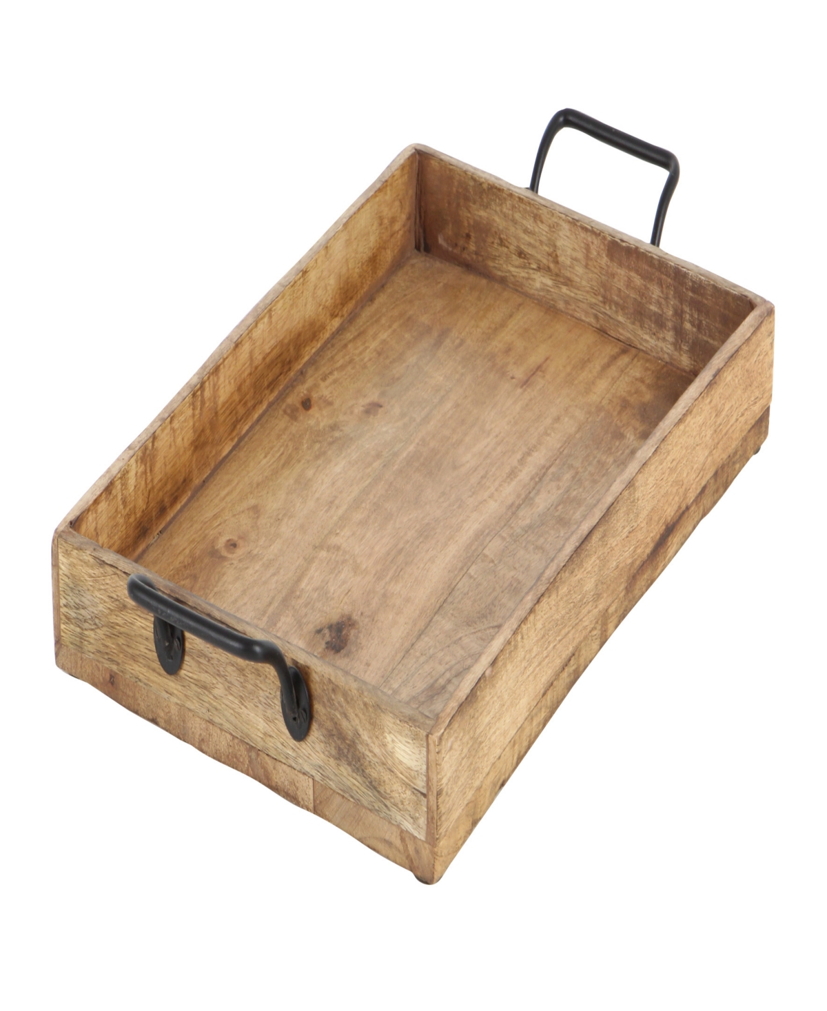 Rosemary Lane Mango Wood Tray with Slot Handles, Set of 3, 17