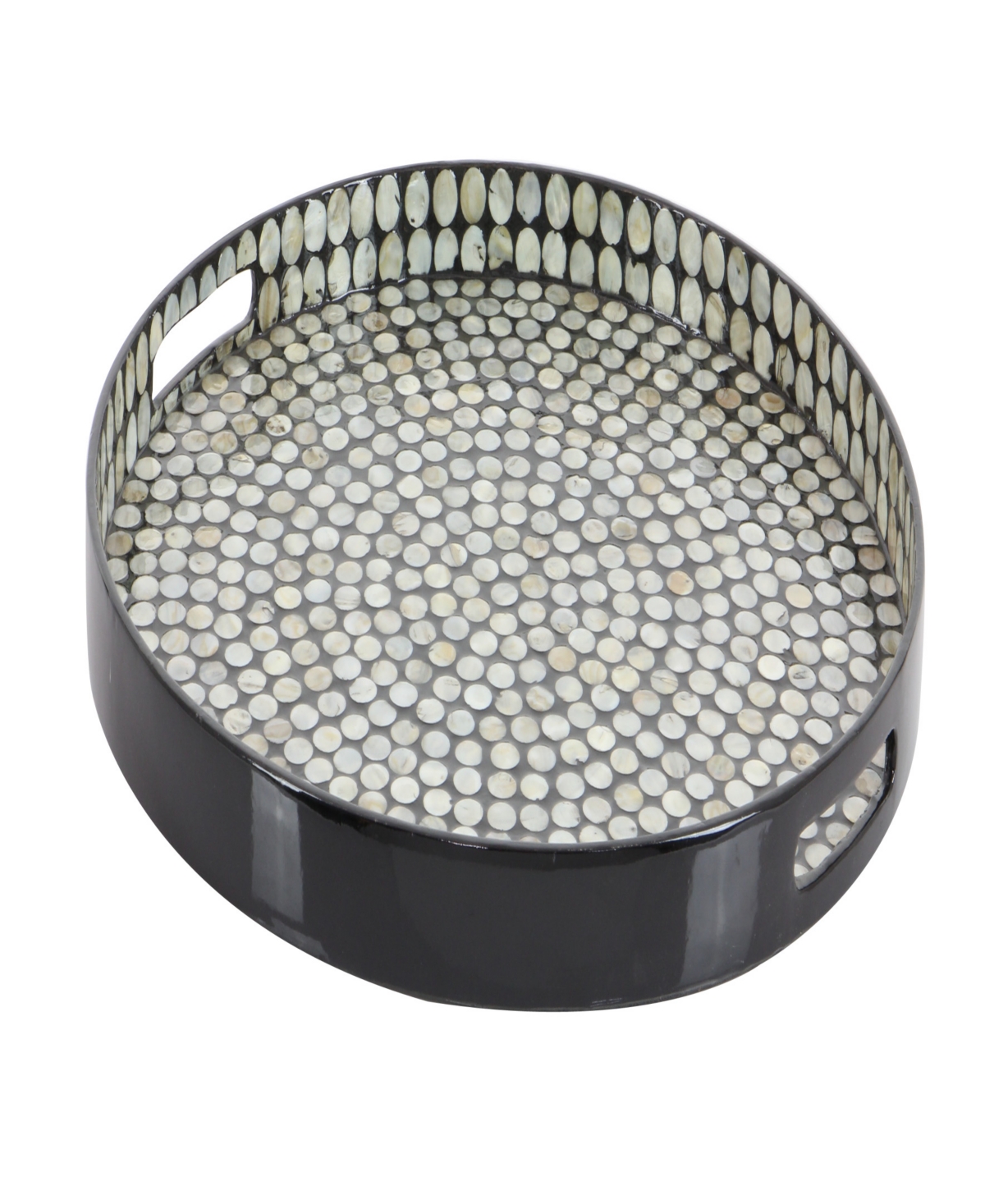 Rosemary Lane Mother of Pearl Handmade Tray with Slot Handles, 24