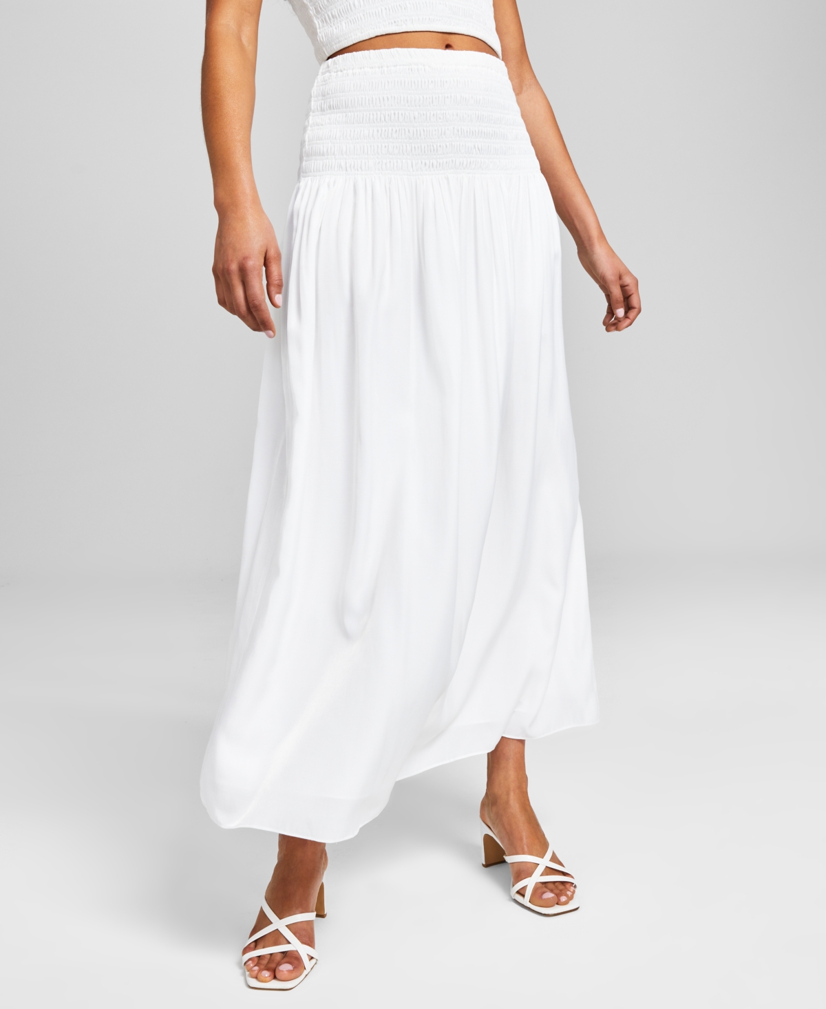 And Now This Women's Smocked Waist Maxi Skirt In White
