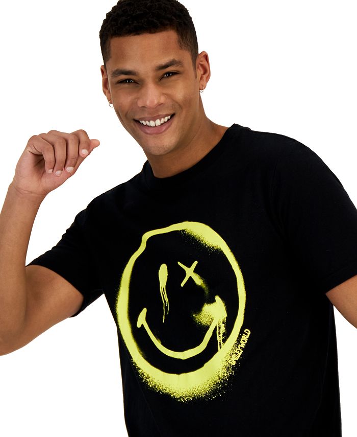 Smiley Face T Shirt Oil Painting Loose Short Sleeve Men's T-shirt