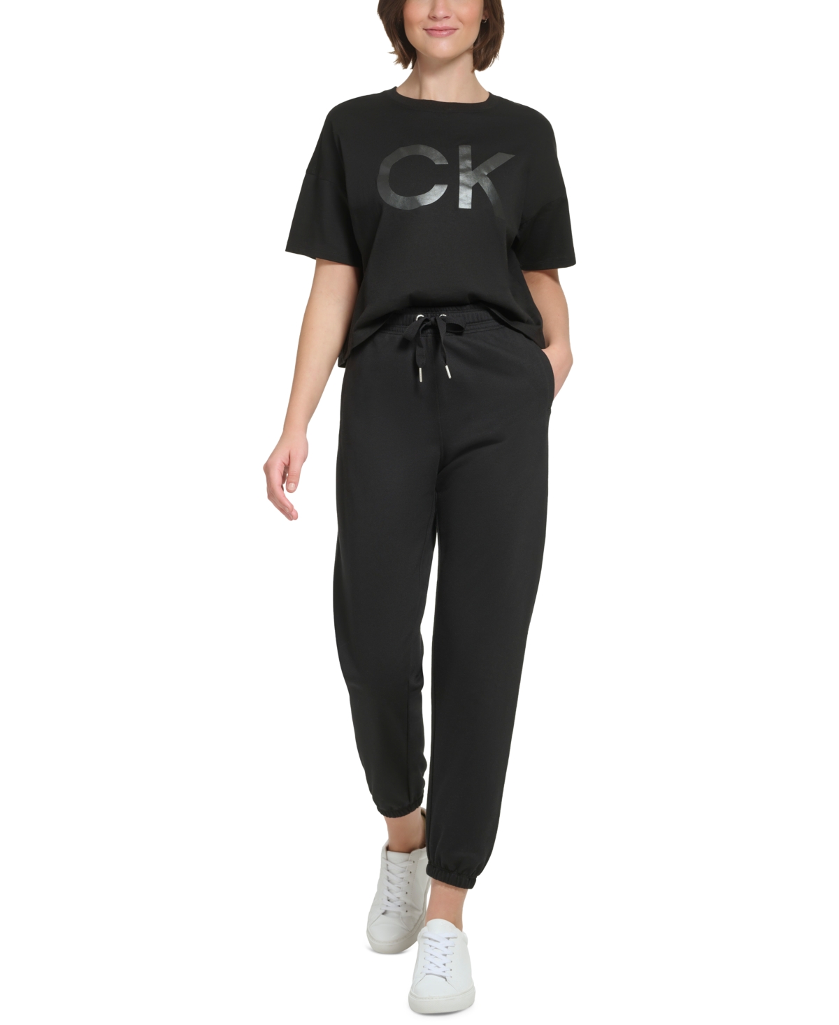 Calvin Klein Performance Women's Relaxed Fit Elastic-waist Pull-on Jogging  Pants In Black | ModeSens