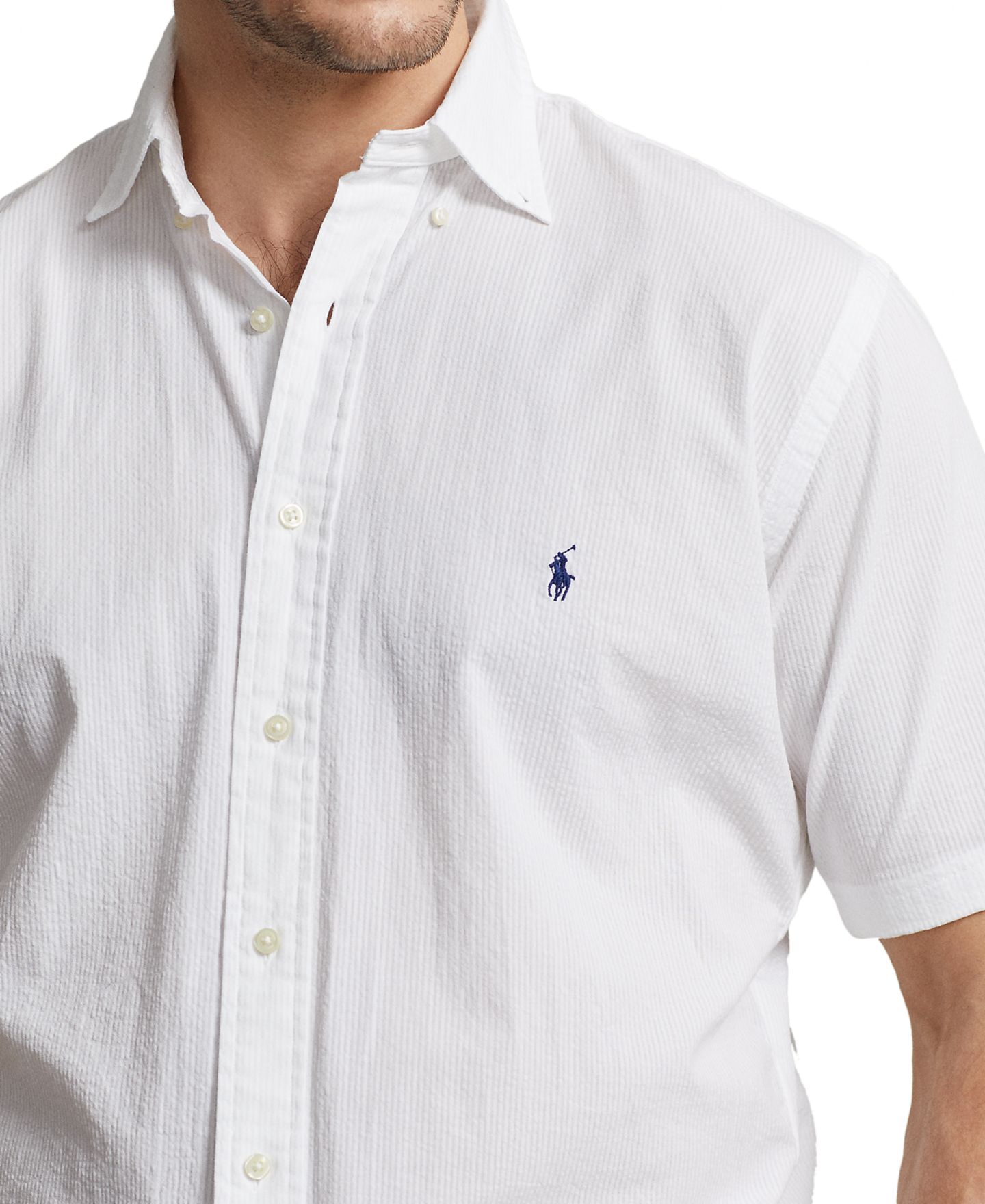 Мужская рубашка Polo Ralph Lauren Big & Tall Seersucker, цвет: Белый — фото 3