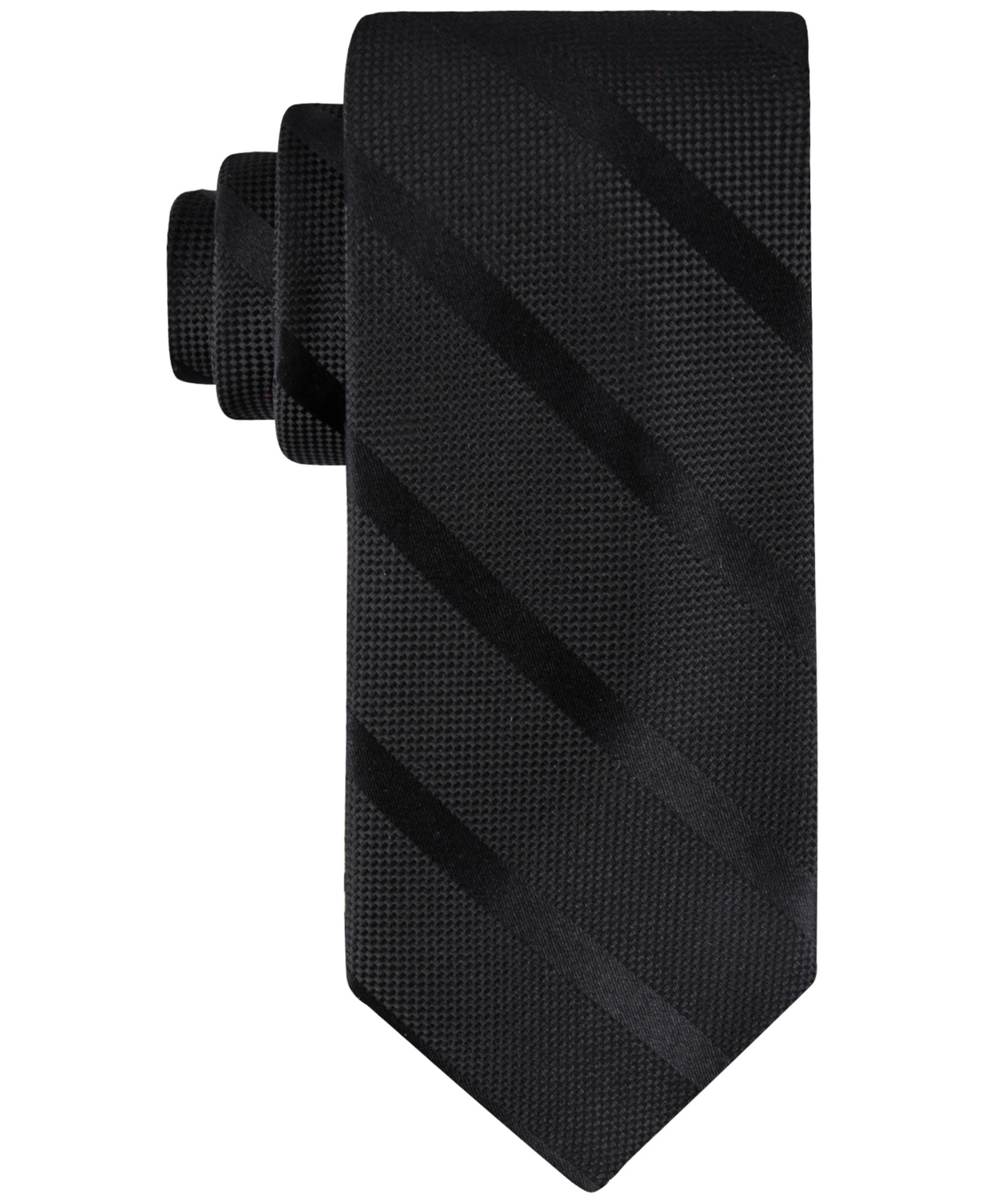 Tommy Hilfiger Men's Solid Textured Stripe Tie In Black