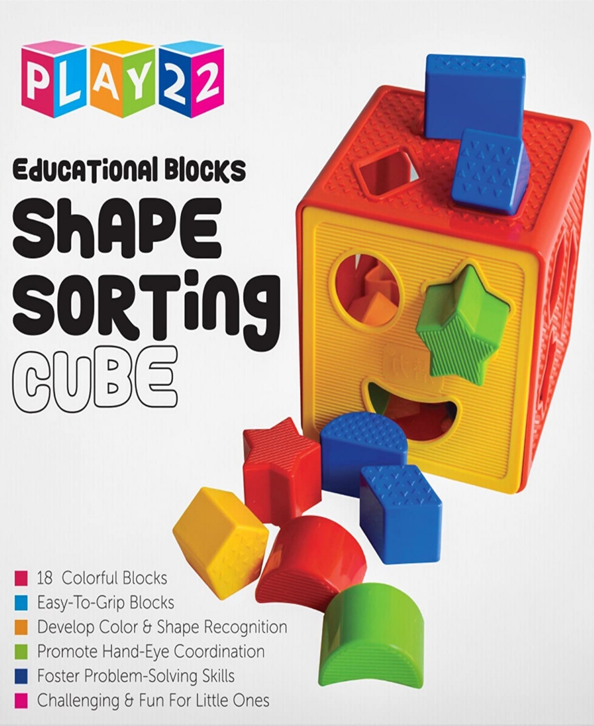 Shop Play22 Baby Blocks Shape Sorter Toy Set, 18 Piece In Multicolor