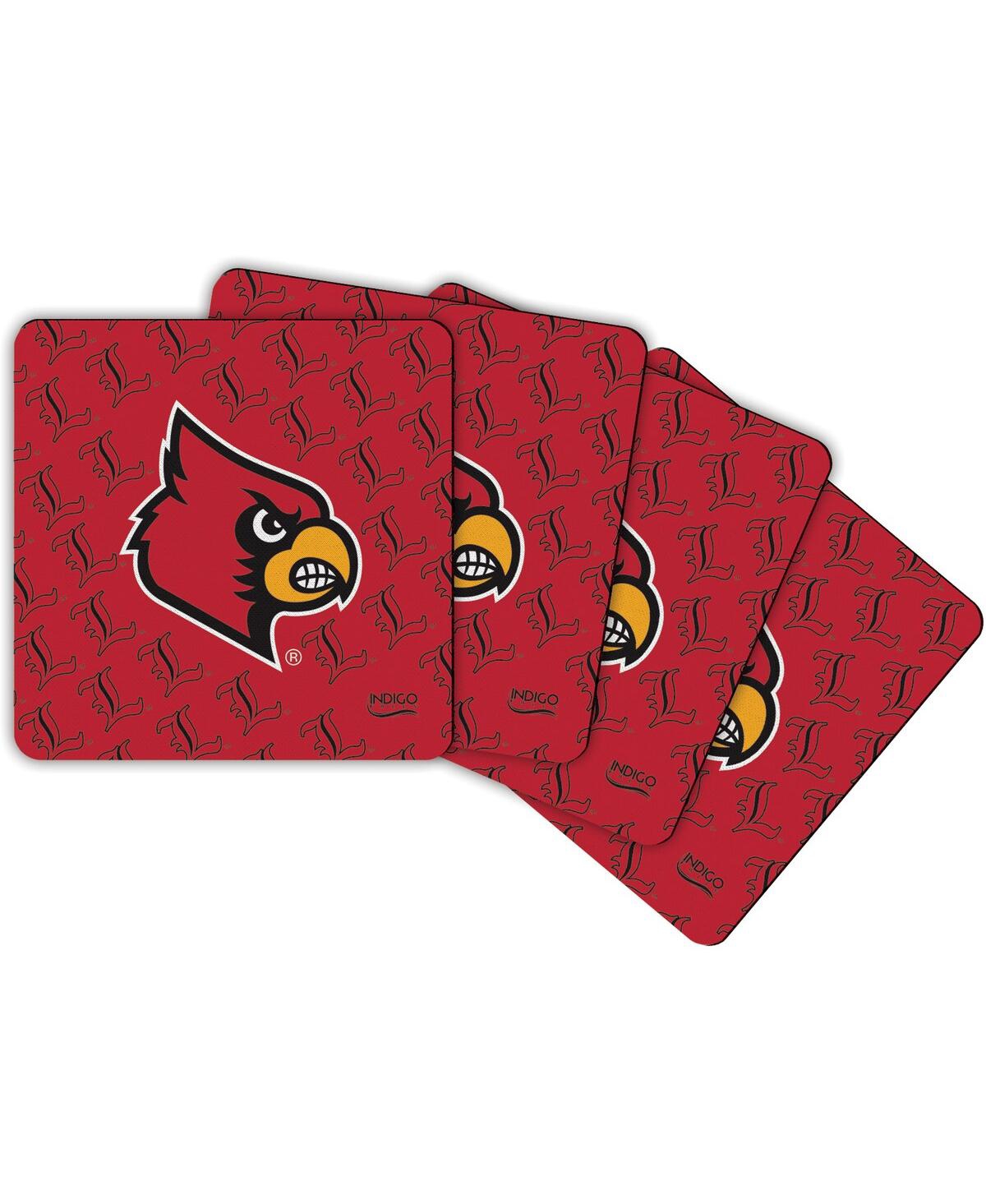 Indigo Falls Louisville Cardinals Four-pack Square Repeat Coaster Set In Red