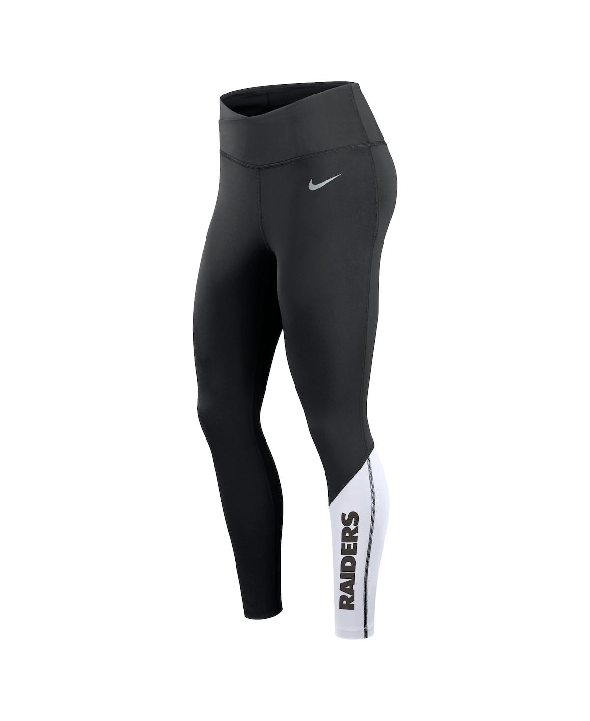 Nike Women's Dri-fit (nfl Las Vegas Raiders) 7/8 Leggings In Black,white