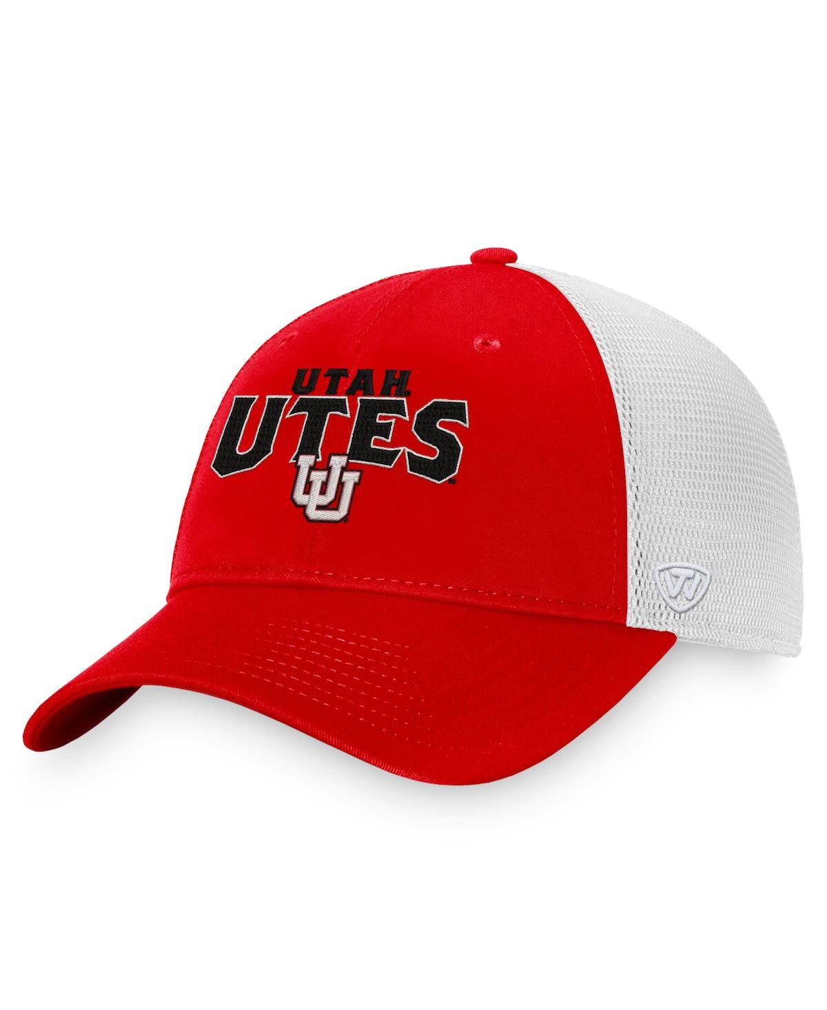 Shop Top Of The World Men's  Red, White Utah Utes Breakout Trucker Snapback Hat In Red,white