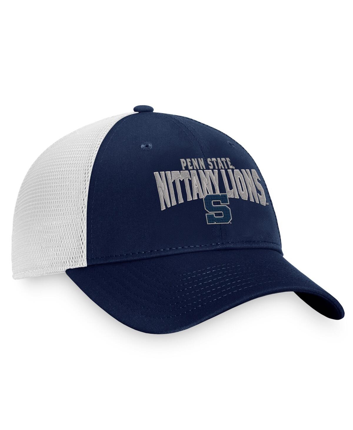 Top Of The World Men's  Navy, White Penn State Nittany Lions Breakout Trucker Snapback Hat In Navy,white