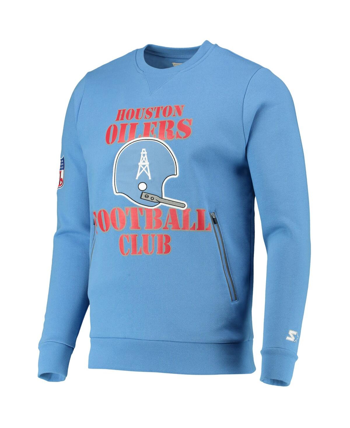 Shop Starter Men's  Light Blue Houston Oilers Locker Room Throwback End Zone Pullover Sweatshirt