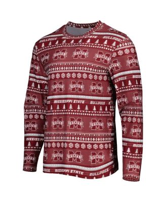 Men's Maroon Mississippi State Bulldogs Swivel Long Sleeve T-shirt and Pants Sleep Set