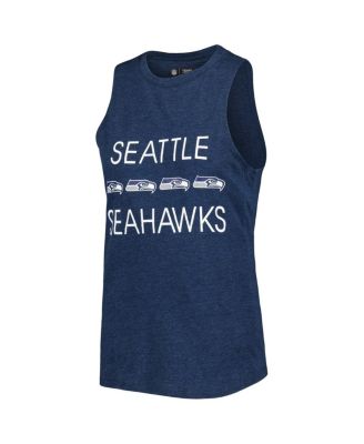 Women's Neon Green, College Navy Seattle Seahawks Muscle Tank Top and Pants Sleep Set