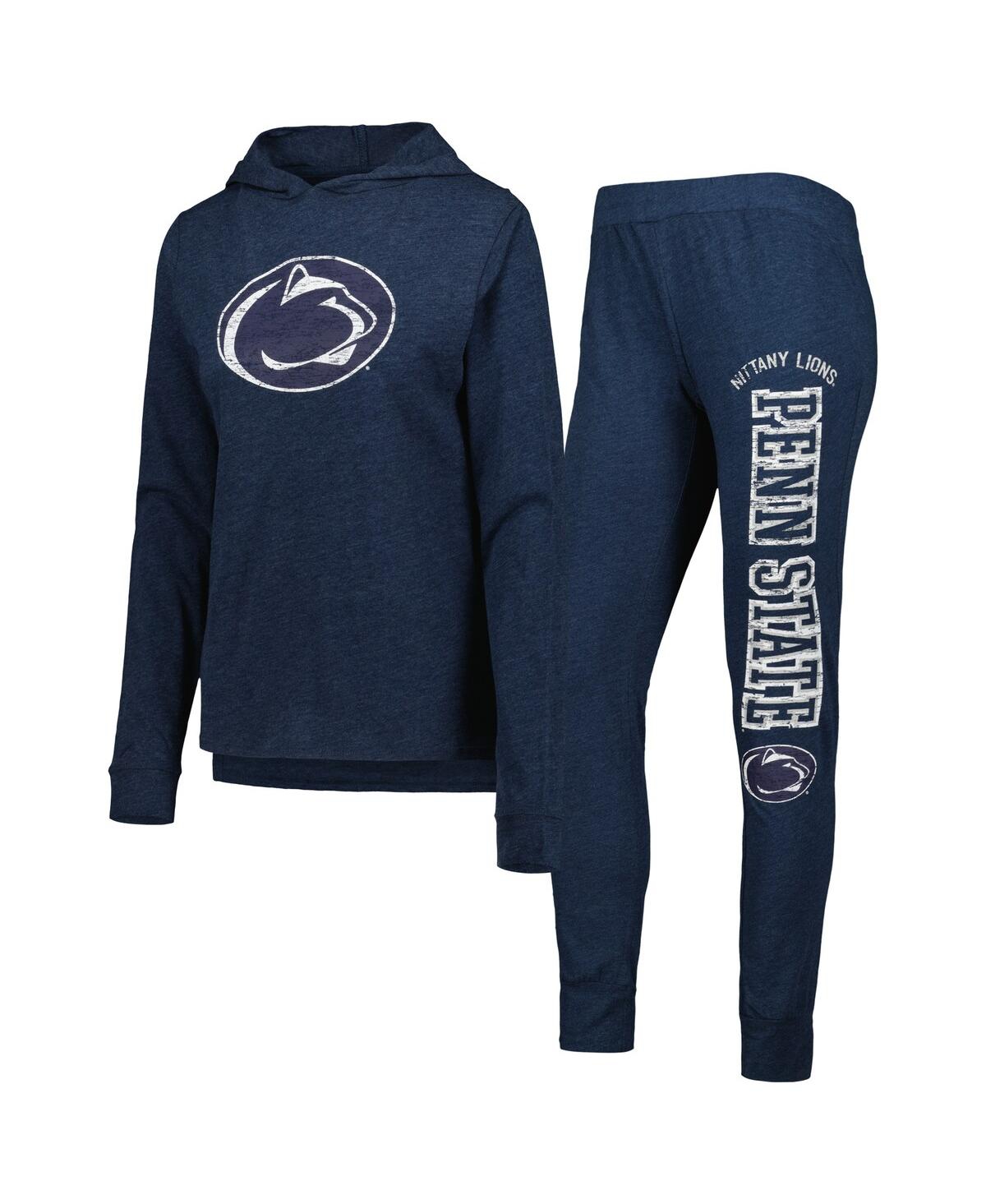 Shop Concepts Sport Women's  Heathered Navy Penn State Nittany Lions Long Sleeve Hoodie T-shirt And Pants