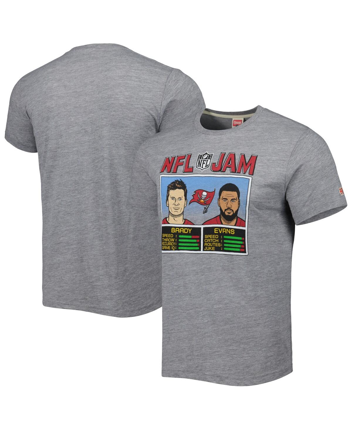 Homage Men's  Tom Brady And Mike Evans Heather Gray Tampa Bay Buccaneers Nfl Jam Tri-blend T-shirt In Heather Gray