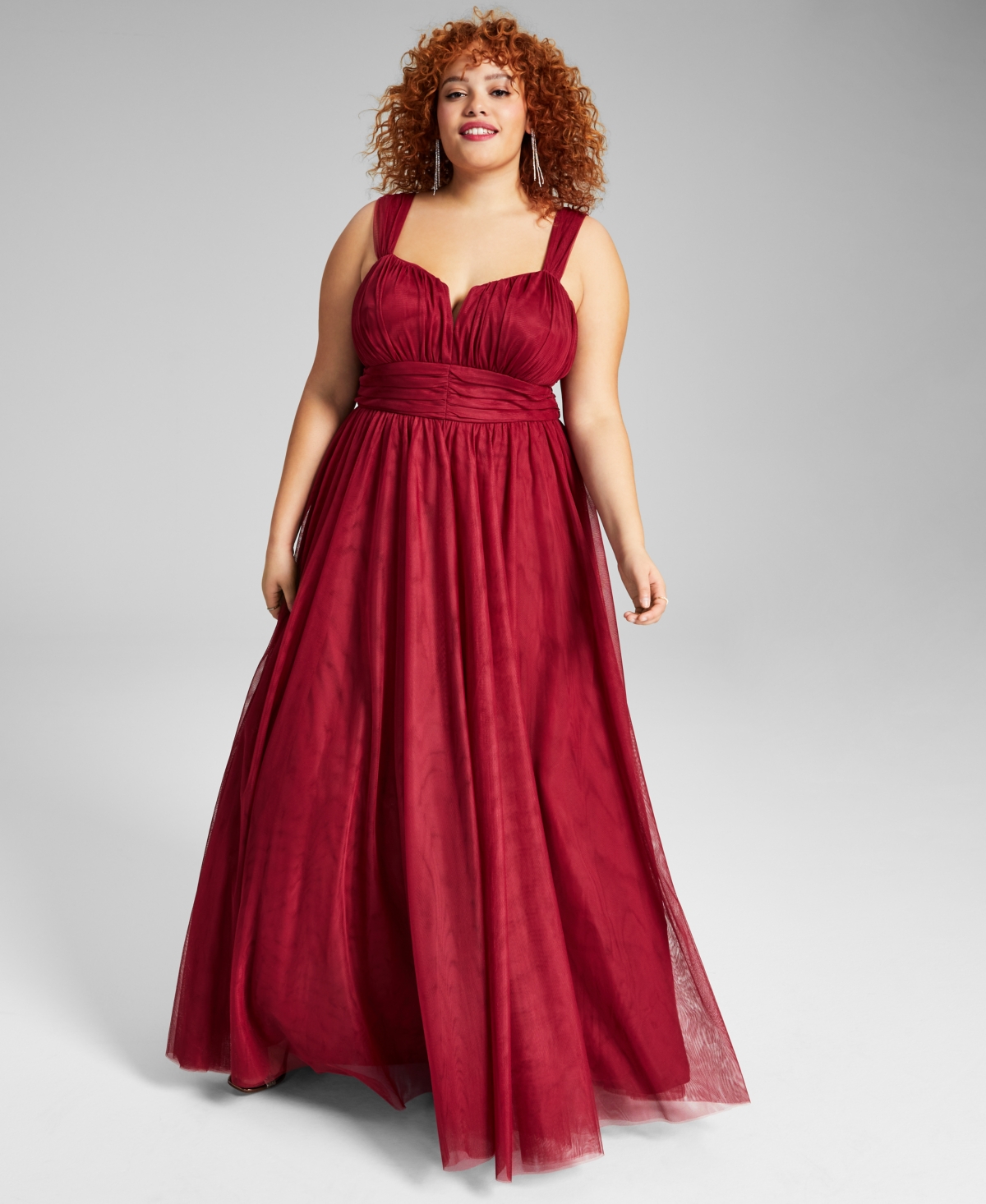 City Studios Trendy Plus Size Mesh Sleeveless Gown
