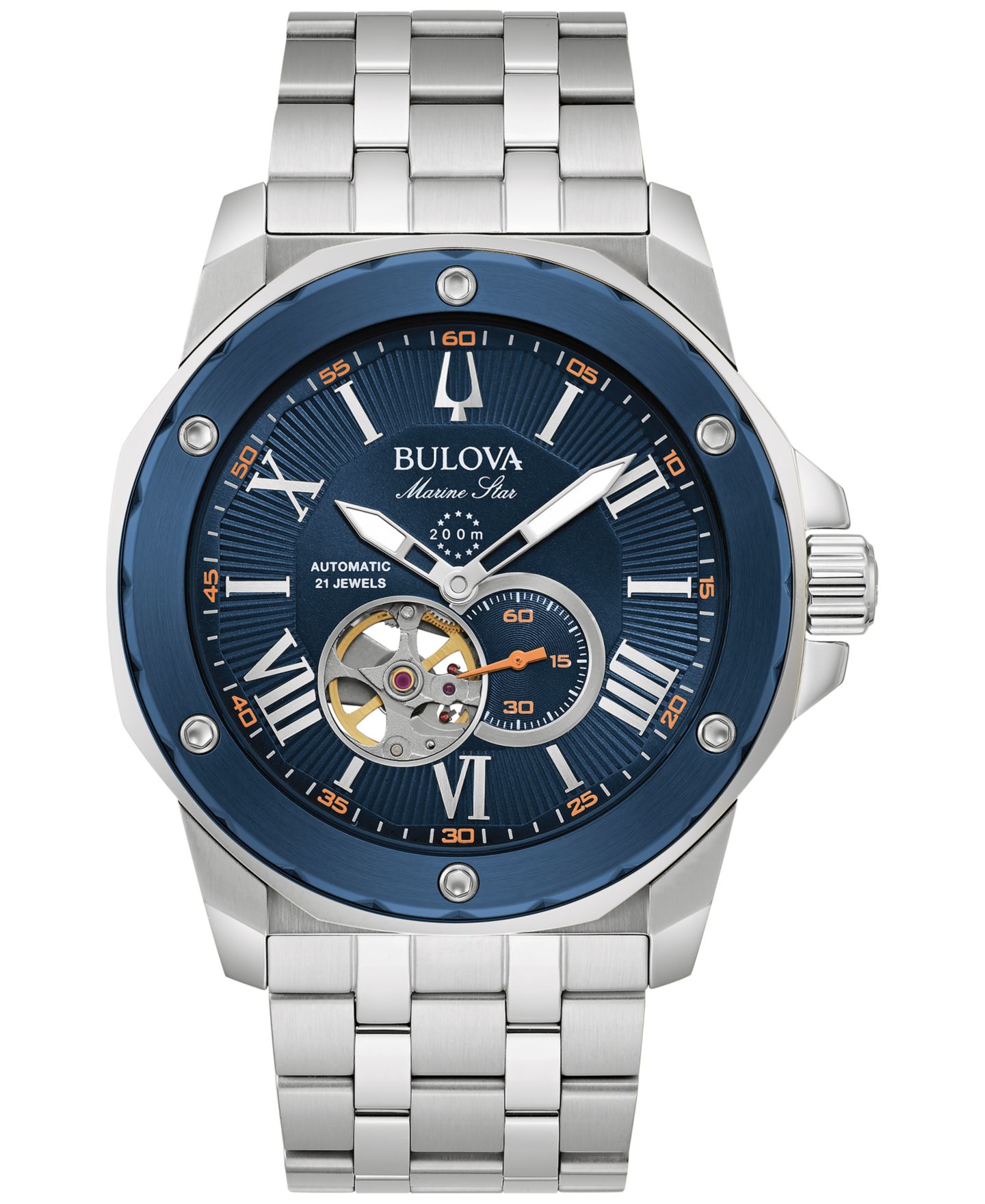 Мужские часы Bulova Automatic Marine Star Stainless Steel Bracelet Watch 45mm — фото 1