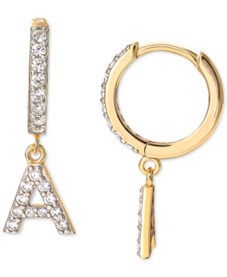 Giani Bernini - Cubic Zirconia Initial Dangle Hoop Earrings in 18k Gold-Plated Sterling Silver