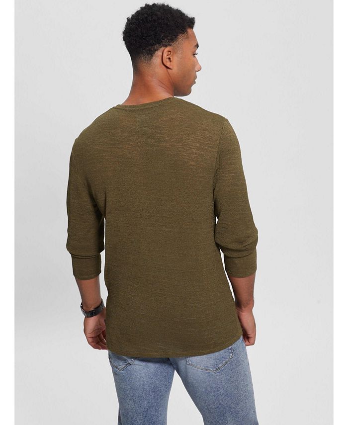 GUESS Men's Long-Sleeve Gauze V-neck Fitted T-shirt & Reviews - T ...