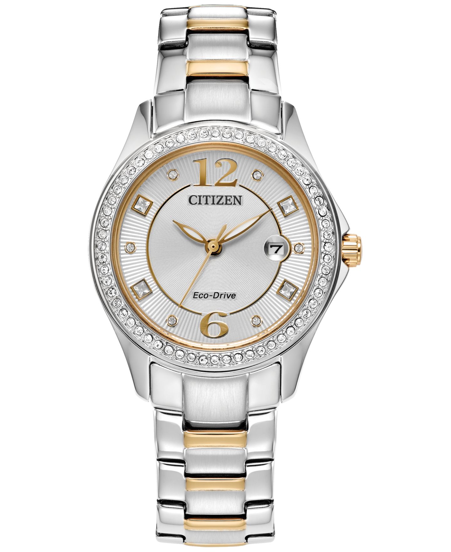 Женские часы Citizen Eco-Drive Crystal Two-Tone Stainless Steel Bracelet Watch 30mm — фото 1