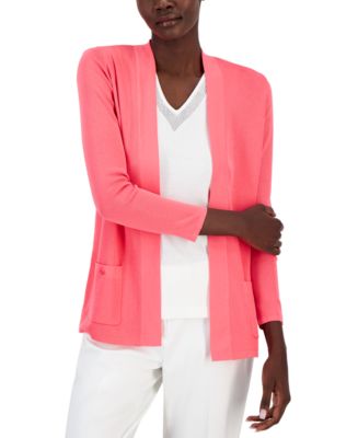 Anne Klein Women's Malibu Open Front Cardigan Black Size 0X