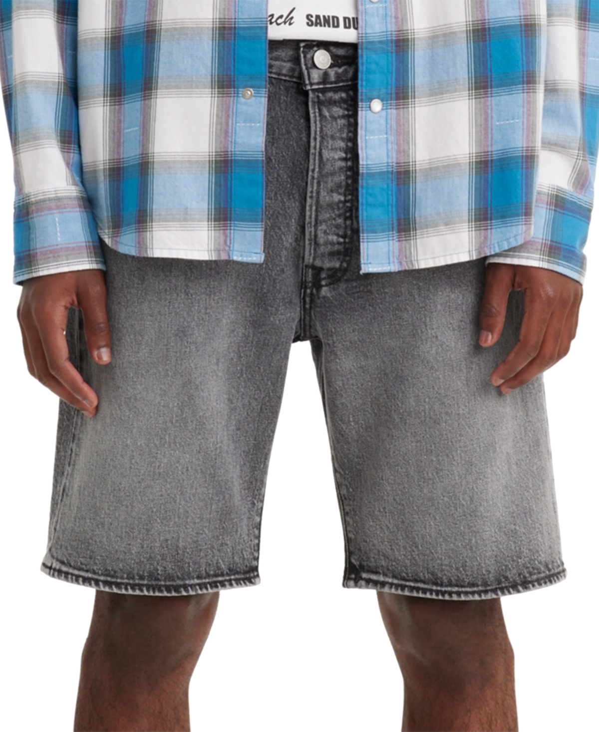 Levi's Men's 501 Original Hemmed Stretch 9" Jean Shorts In Grey Days