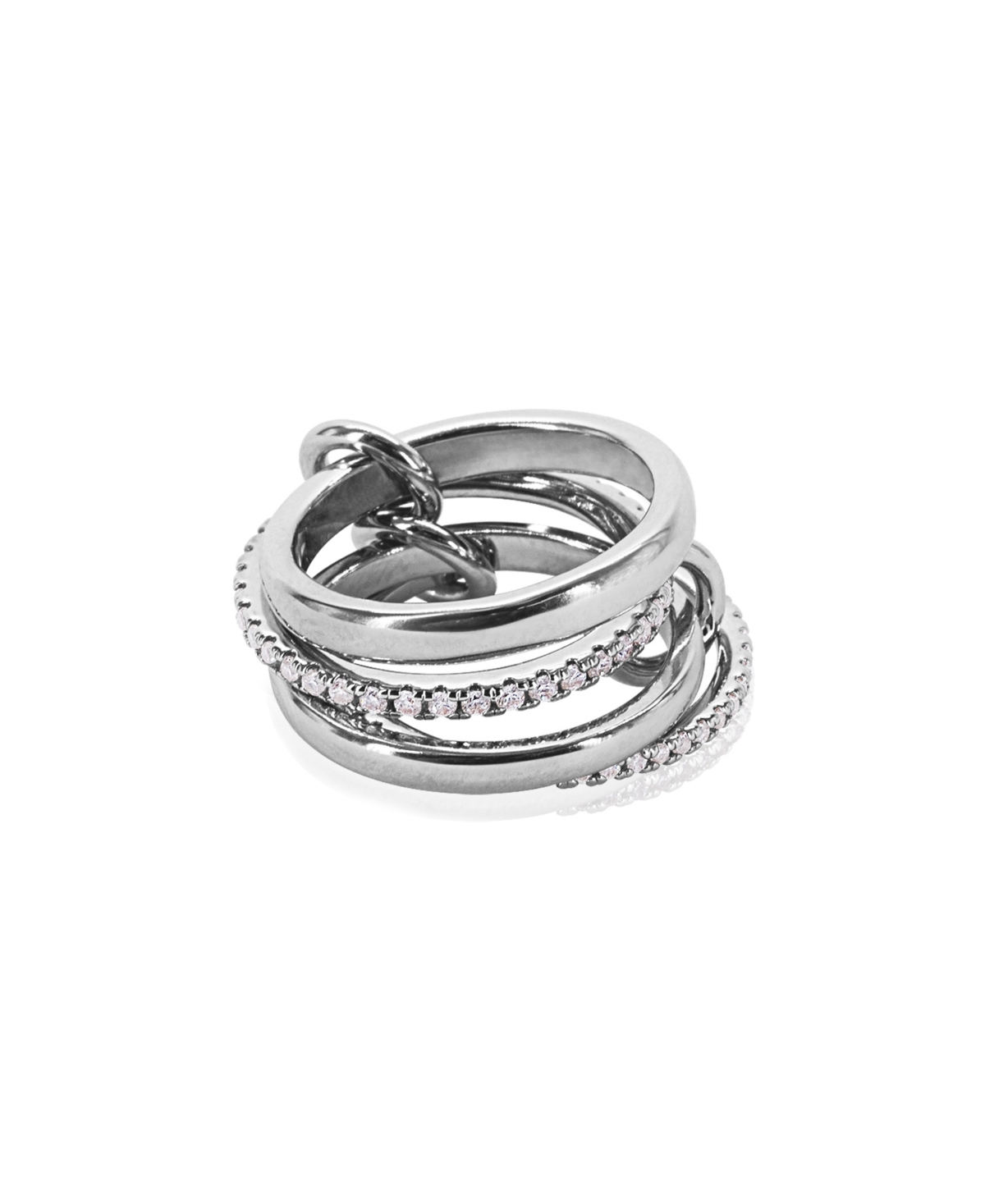 Stackable Roseline Ring in White Gold-Plated Brass - Silver