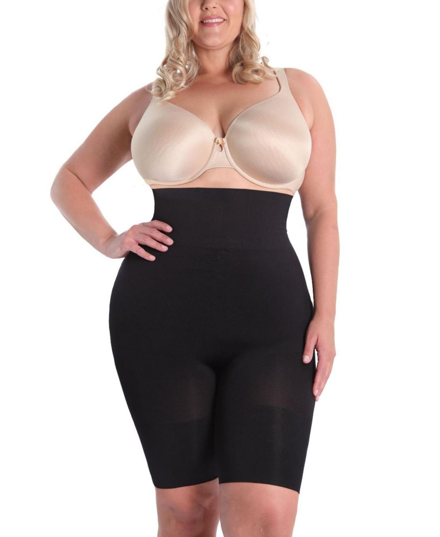 MeMoi Plus Size High-Waisted Seamless Firming Thigh Shaper, цвет: Чёрный — фото 1