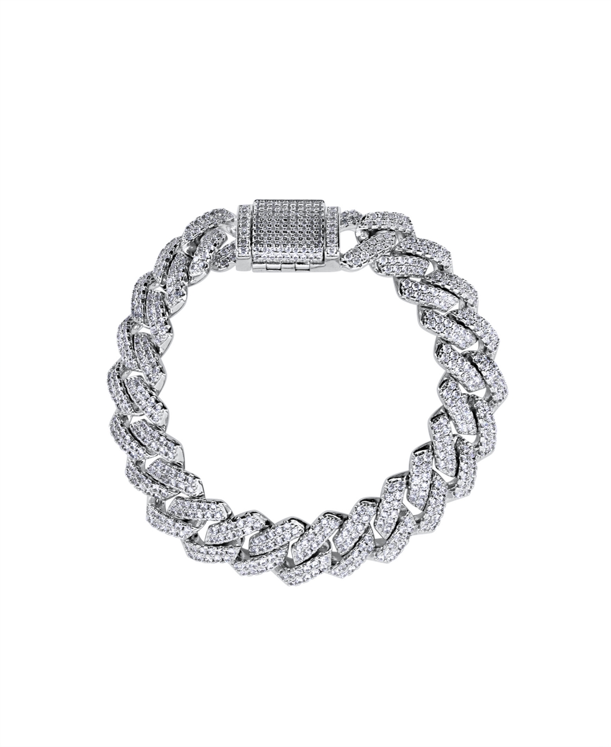 Oma The Label Frosty Link Collection 14mm Bracelet In White Gold- Plated Brass, 7" In Silver