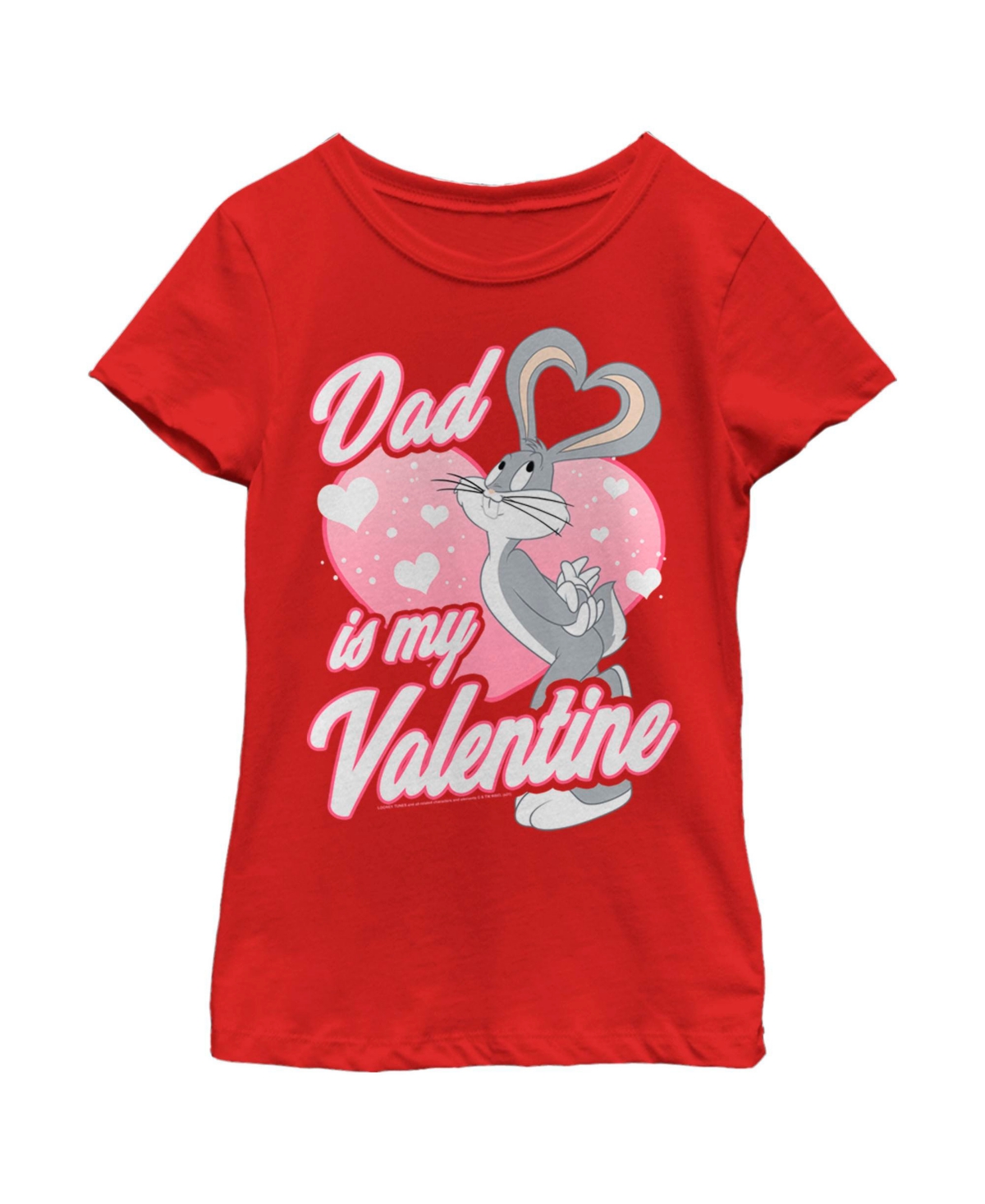 Warner Bros Girl's Looney Tunes Valentine's Day Bugs Bunny Dad Is My Valentine Child T-shirt In Red
