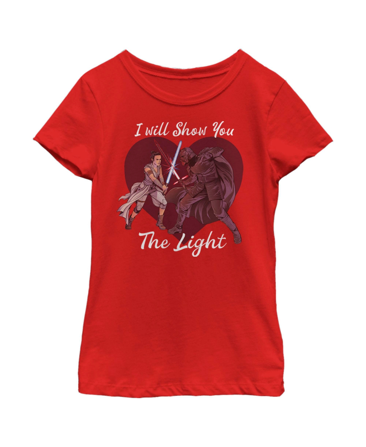 Disney Lucasfilm Girl's Star Wars Kylo Ren And Rey I Will Show You The Light Child T-shirt In Red