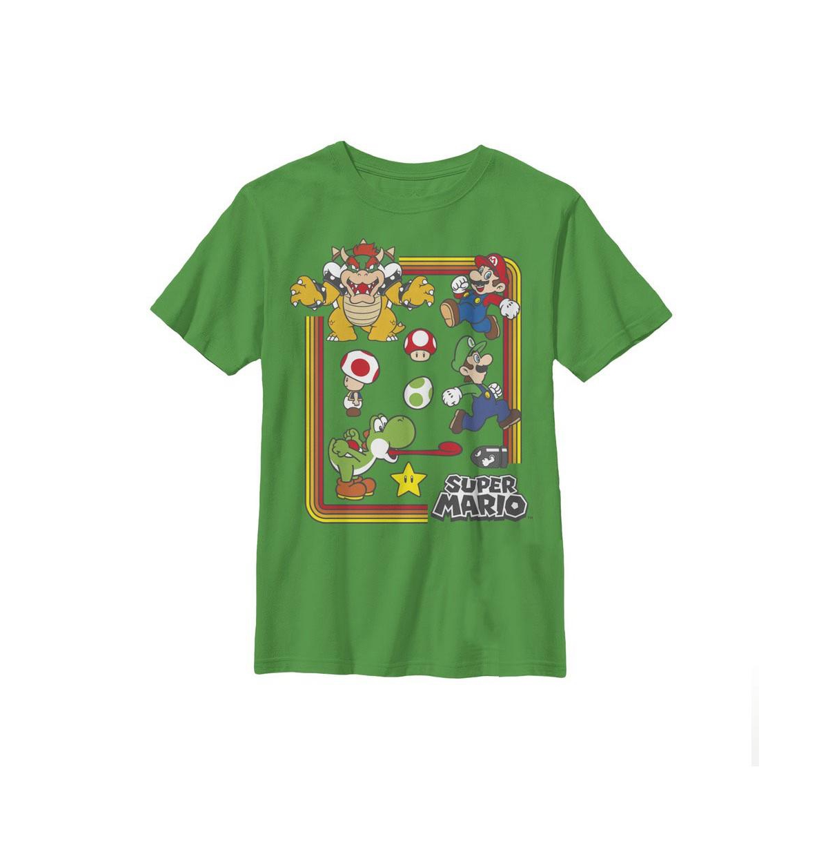 Nintendo Boys Super Mario Rainbow Frame T-shirt In Kelly Green