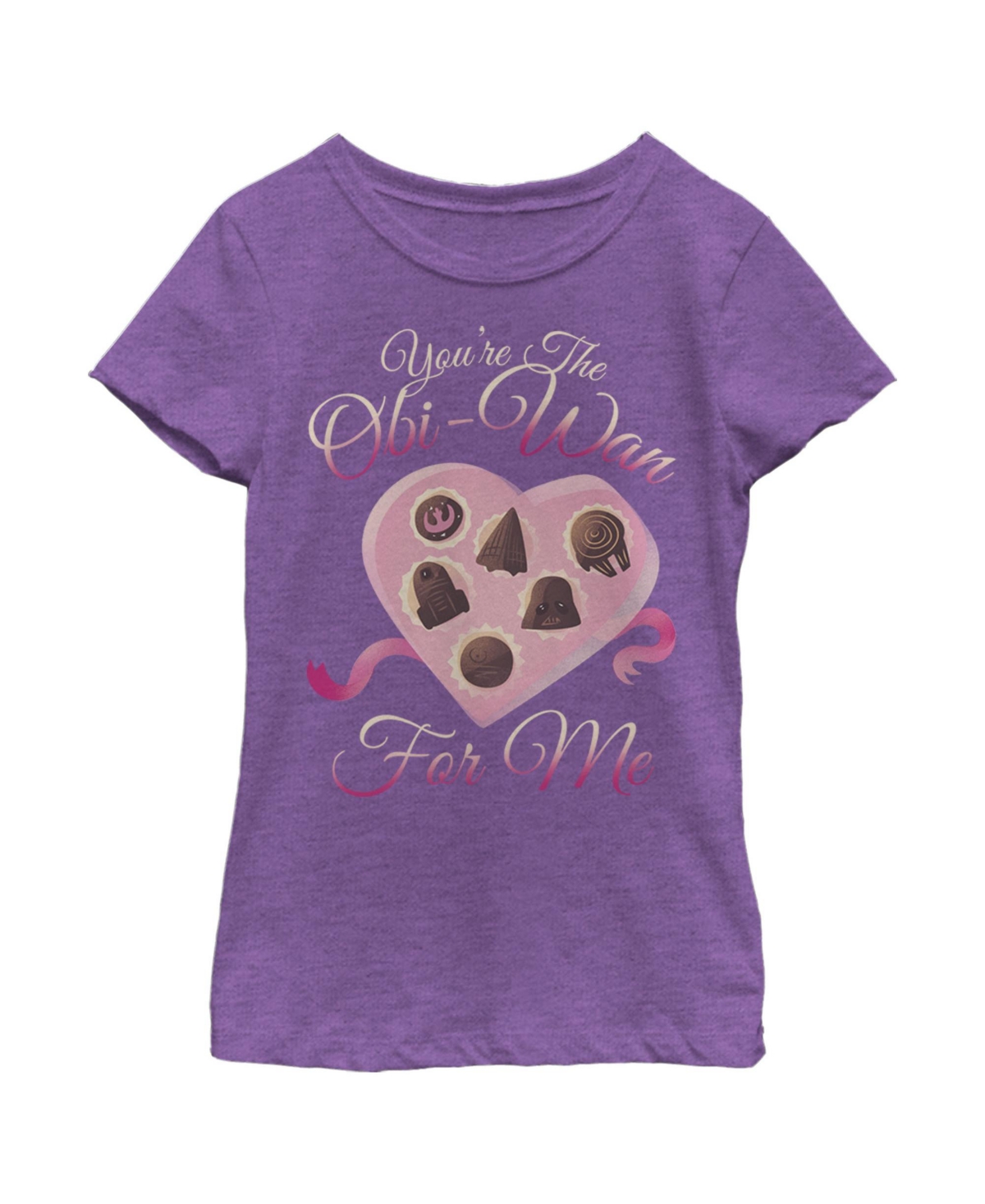 Disney Lucasfilm Kids' Girl's Star Wars Valentine You're The Obiwan For Me Child T-shirt In Purple Berry