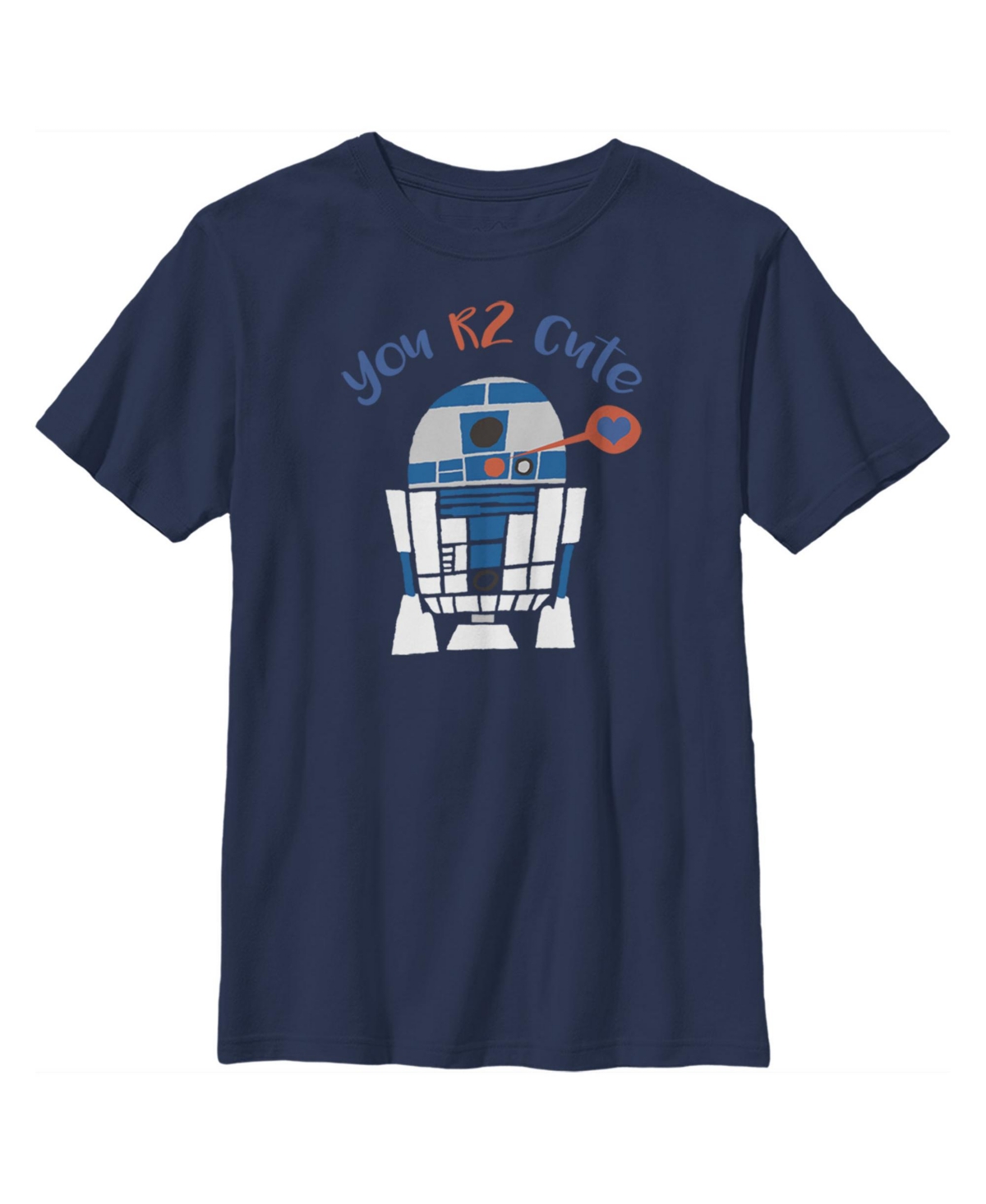 Disney Lucasfilm Kids' Boy's Star Wars Valentine's Day R2-d2 Too Cute Child T-shirt In Navy Blue