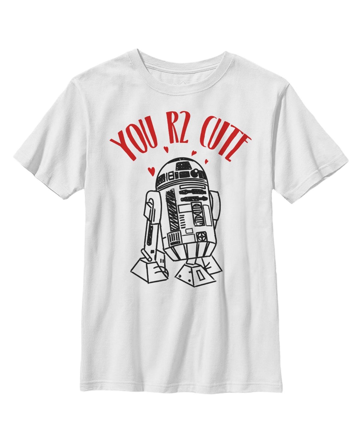 Disney Lucasfilm Kids' Boy's Star Wars Valentine's Day You R2 Cute Sketch Child T-shirt In White