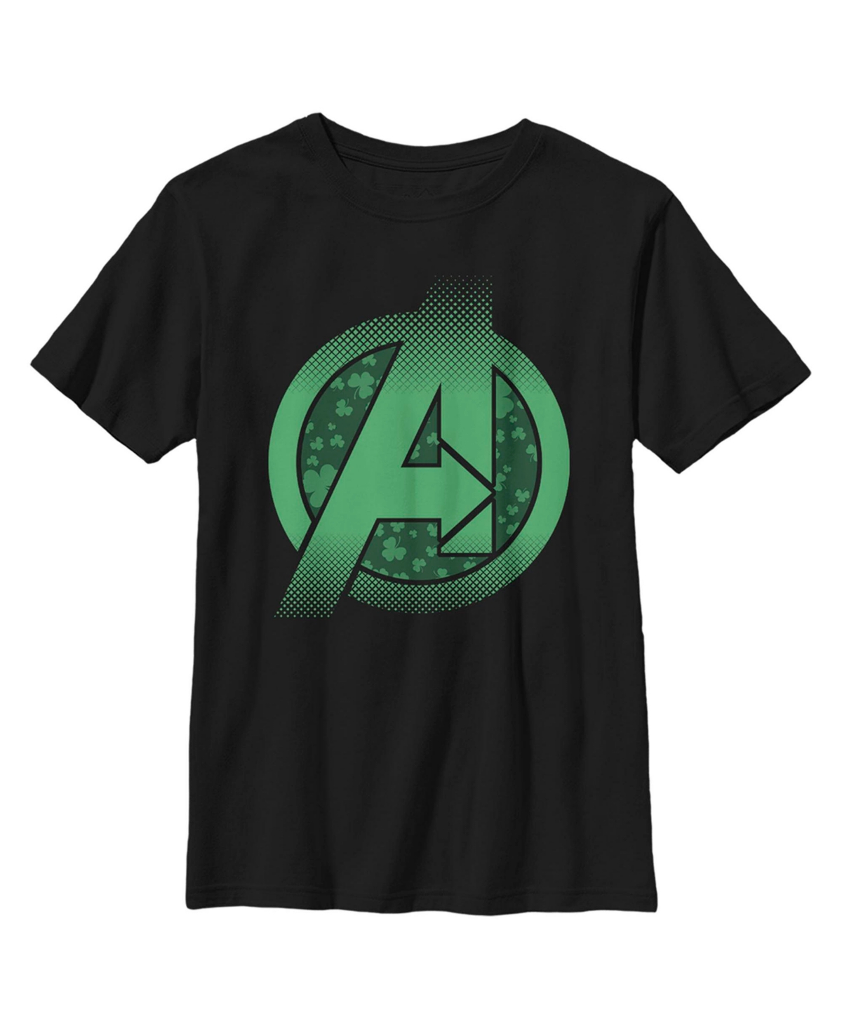 Marvel Boy's  St. Patrick's Day Avengers' Logo Child T-shirt In Black