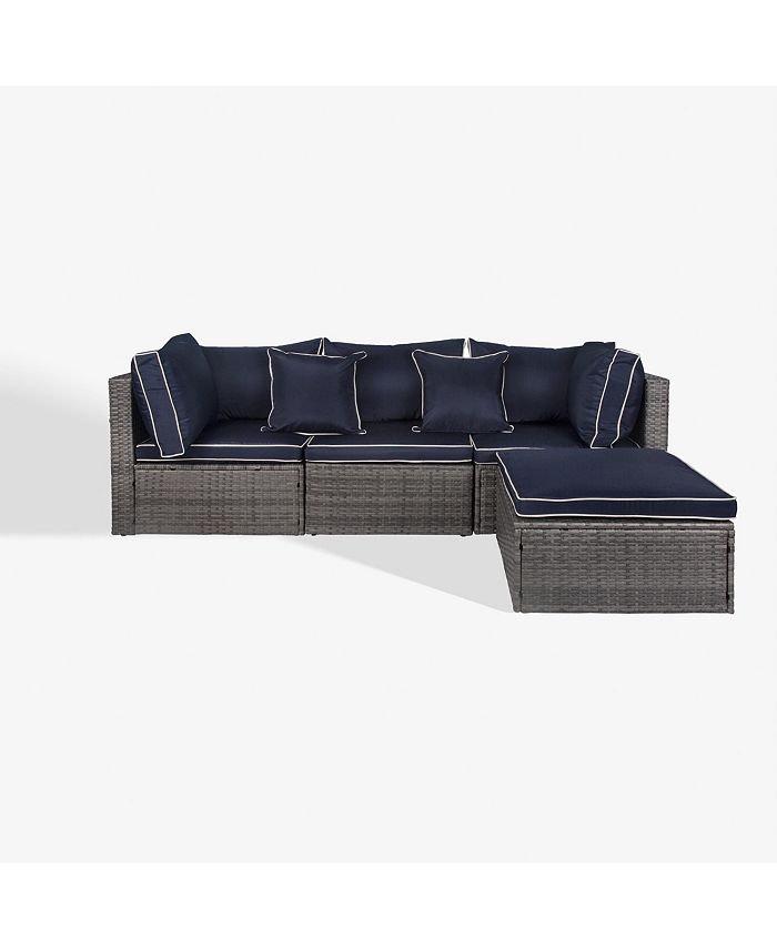 WestinTrends 4Piece Outdoor Patio Sofa Sectional Set with Ottoman Macy's