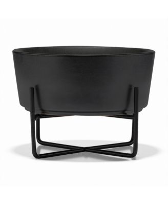 Dog Simple Solid Bowl and Stand - Matte Black - Large