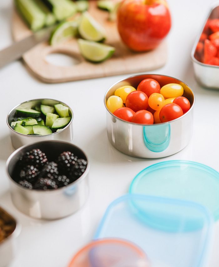 U Konserve Contenitore per alimenti in silicone platino, a doppia guarnizione, a prova di perdite, infrangibile, lavabile in lavastoviglie, senza plastica, 226,8 g (color foglia di mare
