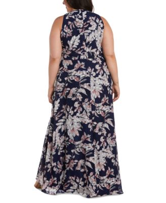 R & M Richards Plus Size Embellished Floral-Print High-Low Gown ...