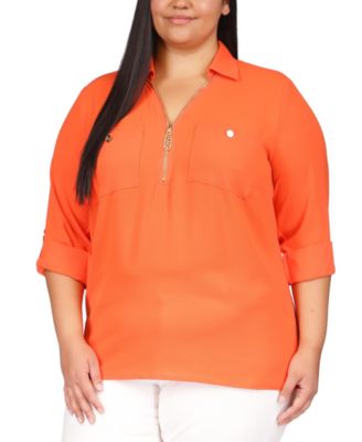 plus size zip front shirt