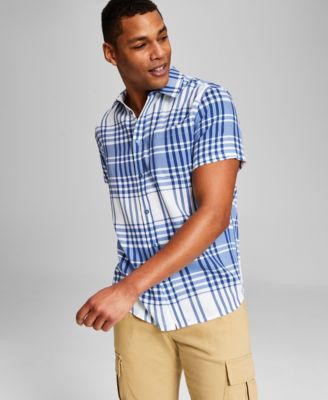 And Now This - Men's Plaid Woven Short-Sleeve Button-Up Shirt