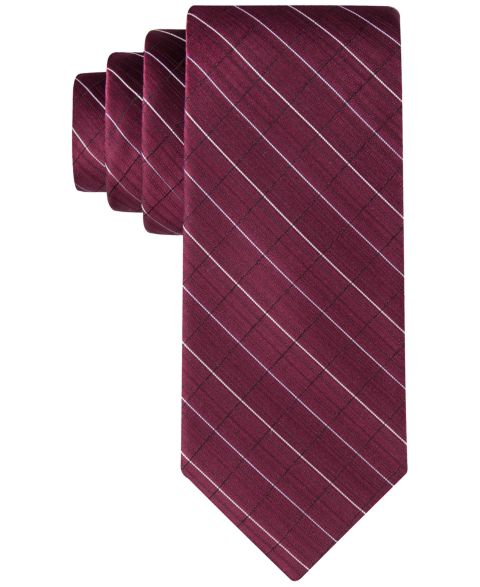 Мужской галстук Calvin Klein Etched Windowpane Tie, цвет: Бордовый