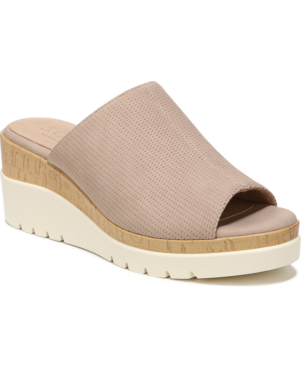 Shop Soul Naturalizer Goodtimes-mule Wedge Sandals In Light Taupe Faux Leather