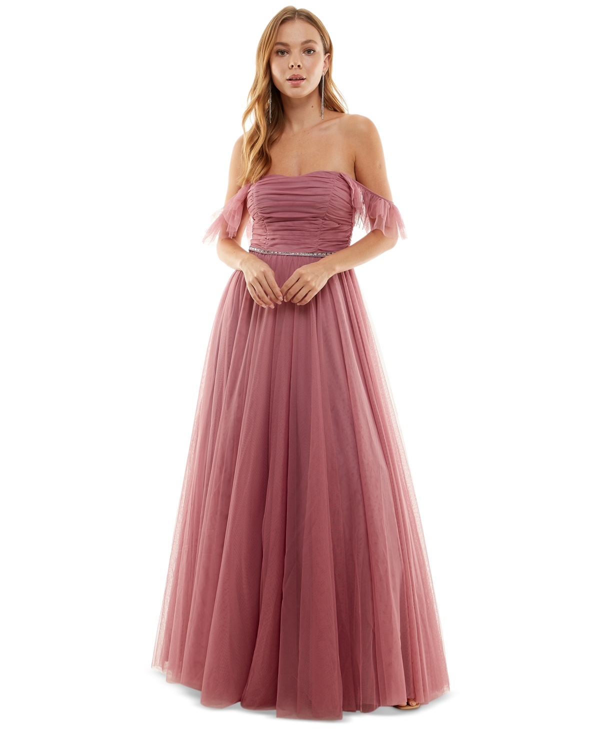 City Studios Juniors' Ruched Ball Gown, Created for Macy's
