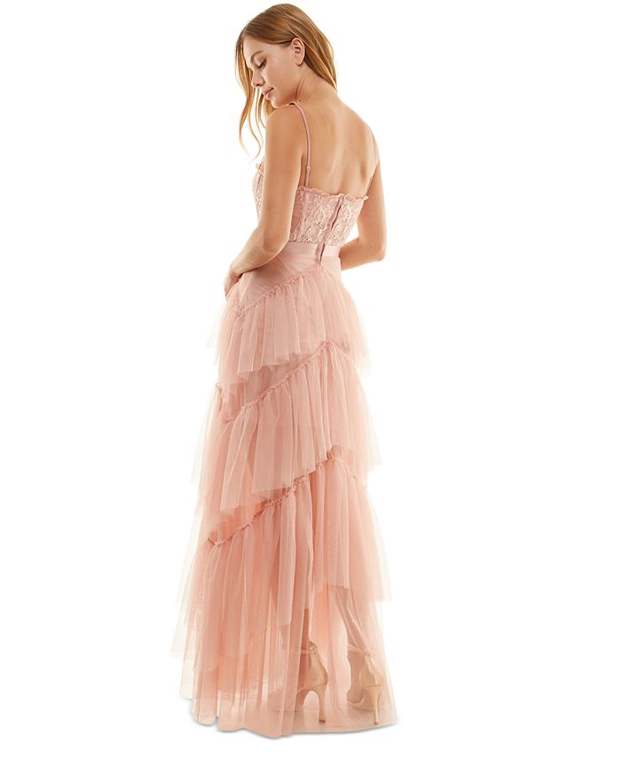 City Studios Juniors' Tiered Mesh Gown, Created for Macy's - Macy's