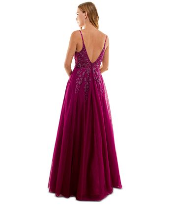 Macy's burgundy prom dress hot sale