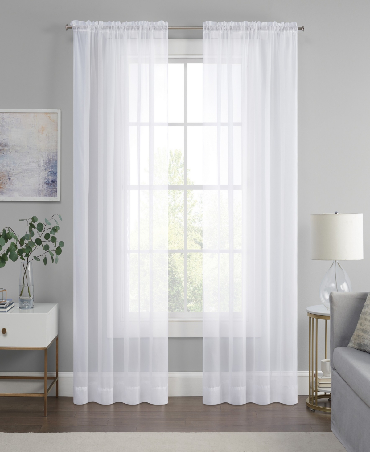 Eclipse Livia Sheer Voile Rod Pocket Curtain Panel, 59" X 63" In White