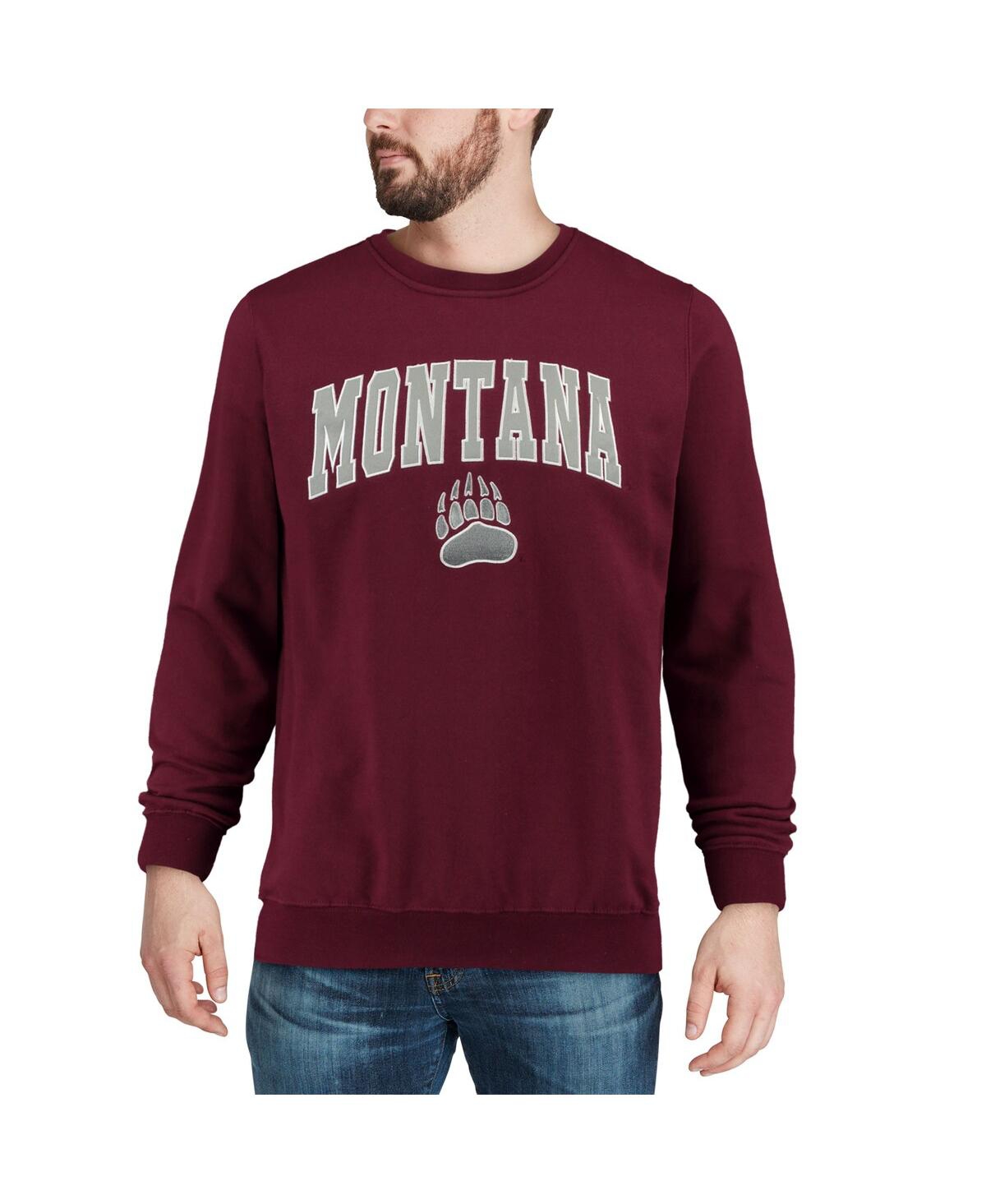 Colosseum Men's Montana Grizzlies Arch And Logo Crew Neck Sweatshirt In Heathered Gray