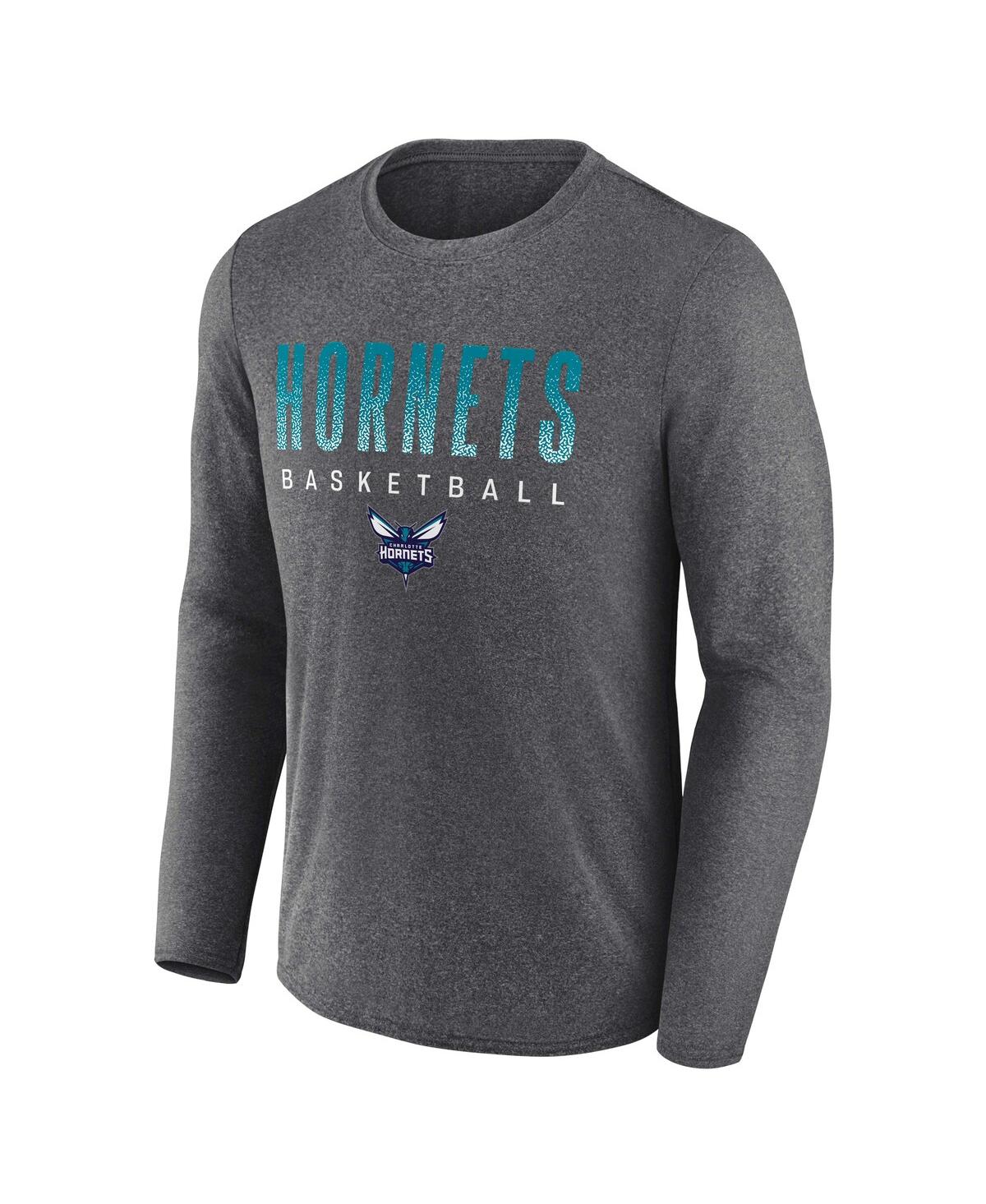 Men's FanaticsCharlotte Hornets Where Legends Play Iconic Practice Long Sleeve T-shirt - Heathered Charcoal